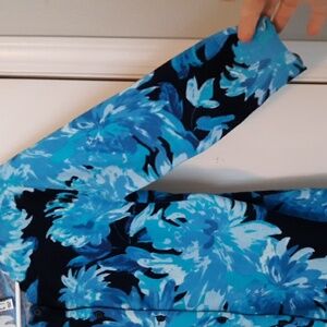 Issac Mizrahi Live! Blue Floral Cardigan Sweater 3/4 Sleeves sz XS